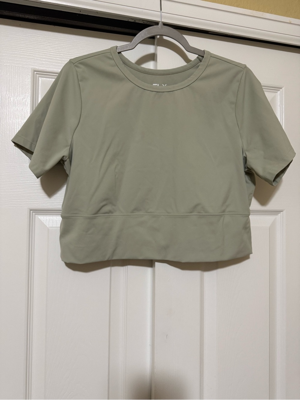 FLX Cropped Crewneck Top in Sage Green